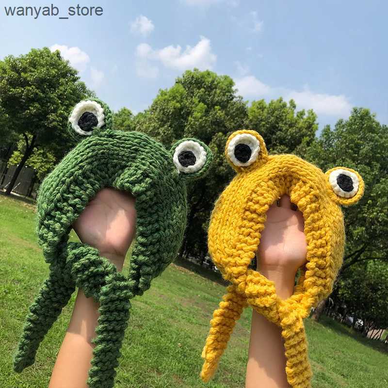 Wide Brim Hats Bucket Hats Winter Skullies Cute Women Frog Hat Crochet Knitted Hat Costume Beanie Hats Cap Women Gift Hip-hop Cap Photography Prop Par