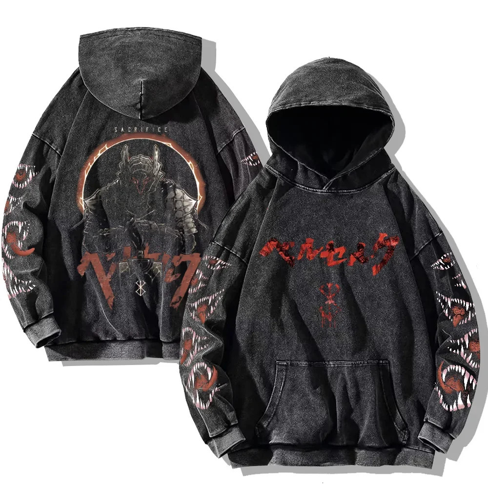 Gothic Vintage Washed Hoodies Teeth Funny Printed Sweatshirts Harajuku Retro Long Sleeve Pullover Men Women Y2k Oversized Hoodie 241031