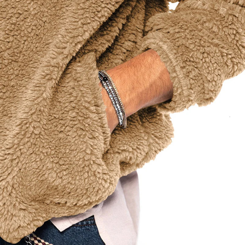 Autumn Winter Mens Jacket Double-sided Fleece Warm Loose Hooded Windbreaker Casual Coat Zipper Hooded Jacket Chaquetas Hombre 241031