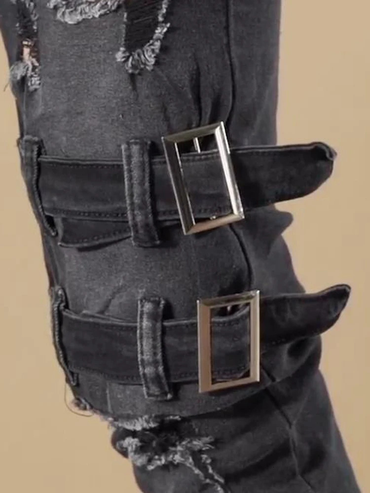 Streetwear Black Ripped Skinny Jeans Men Fashion Slim Hip Hop Denim Trousers Spring Casual Jeans for Men Jogging Jean Homme 240319