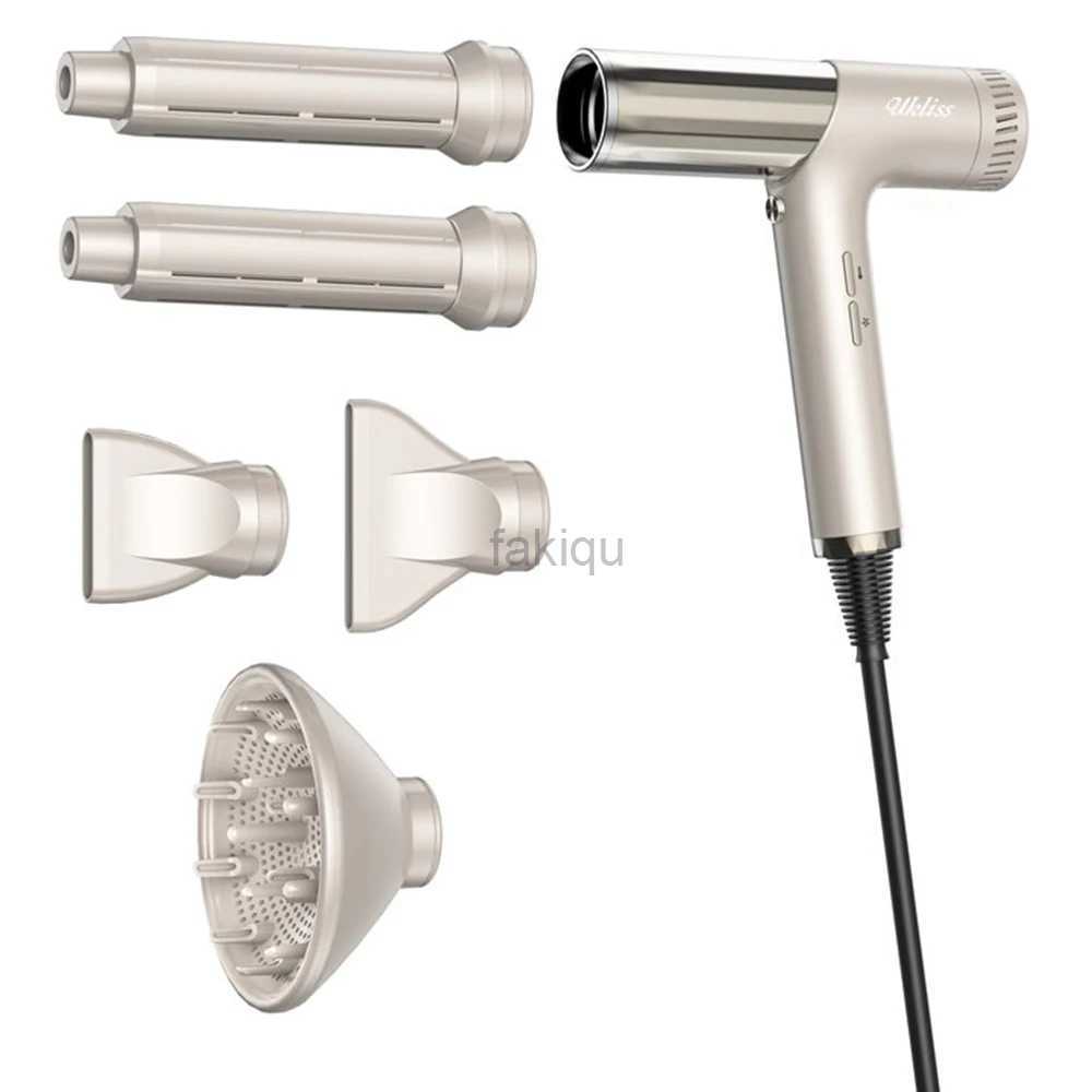 Hair Dryers Hair Dryer with Diffuser Ionic Blow Dryer High-Speed Brushless Hairdryer Low Noise Air Blower 5 In 1 Hair Styler Curling Wand 240401