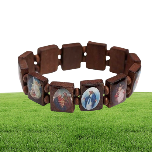 Natural Wooden Catholic Jewelry Christian Jesus Faith Rosary Bracelet Religious Jewelry