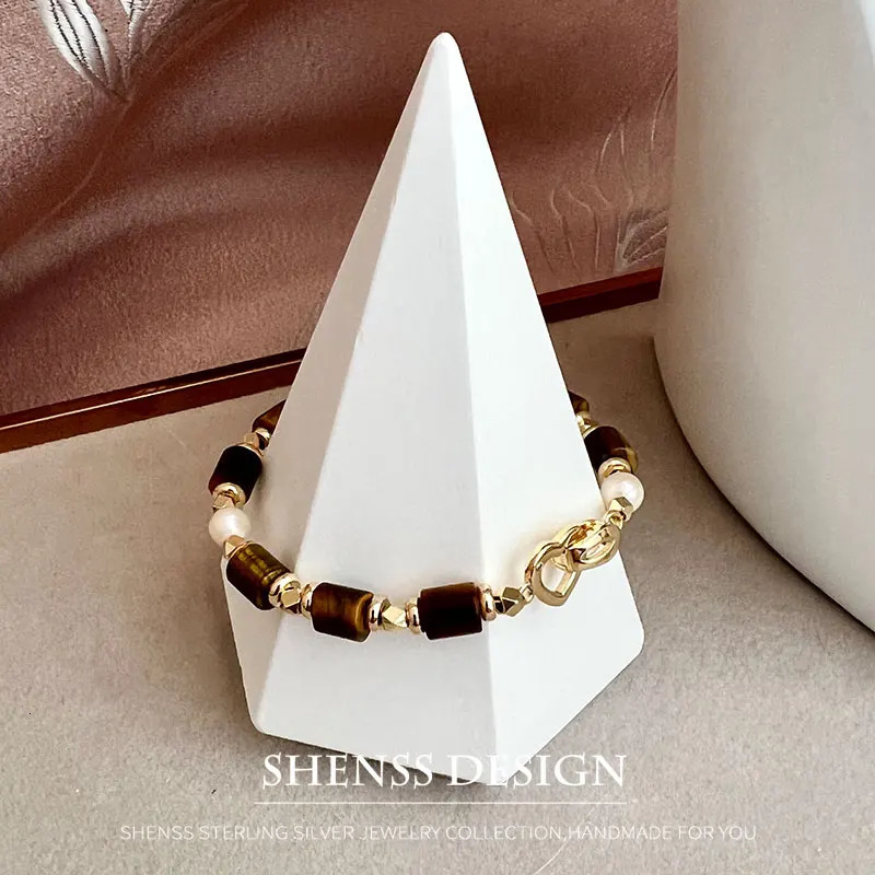 Personalized cat eye stone pearl necklace earrings bracelet copper plated 14k gold accessories 241031