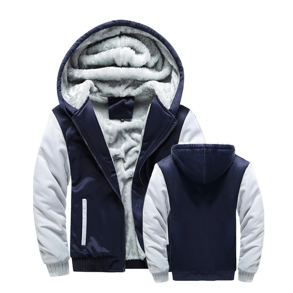 Winter Jacket Men Warm Coat Thick Fleece Male Zipper Hooded Jackets Casual Sportswear Outerwear Long Sleeves Sports Hoody 241031
