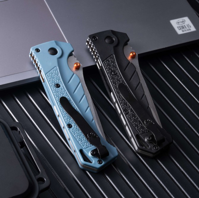 M7732 High Quality Pocket Folding Knife 9Cr18Mov Stone Wash Blade CNC GRN Handle Outdoor Camping Hiking Fishing EDC Folder Knives