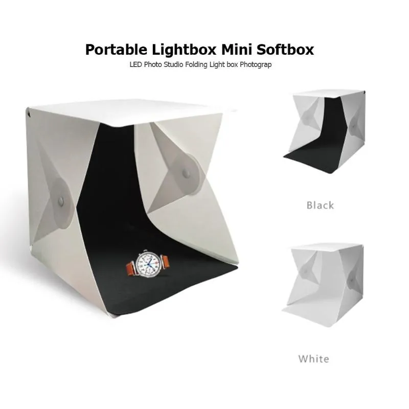 Portable Folding Lightbox Photography Table Top Light Including White Black Background USB Cable Power for Photo Background LL
