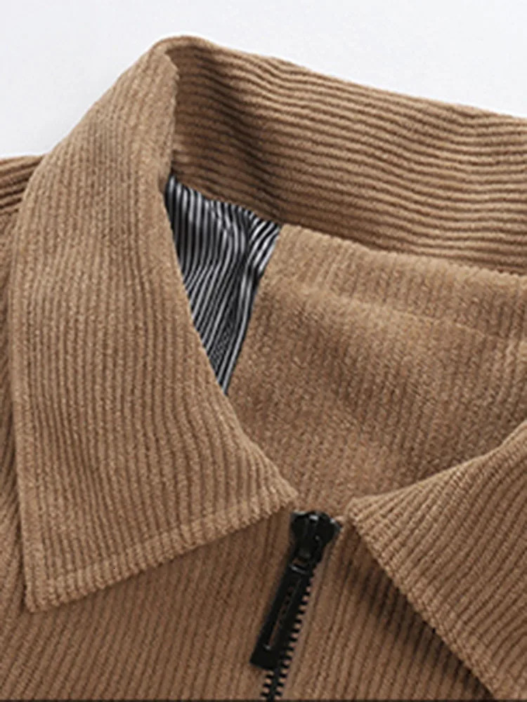 Mens Casual Windproof Warm Corduroy Lapel Fashion Simple Lightweight Lines Smooth Large Size Trend Winter CottonPadded Coat 241024