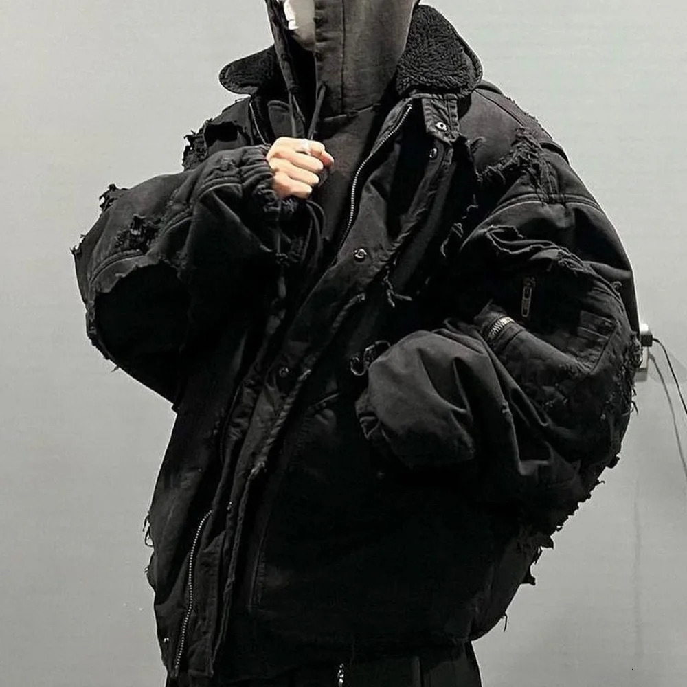 NIGO Solid Color Ripstop Pilot Hooded Jacket Mens Fashion Black Long Sleeve Loose Denim Moto Trench Coat Ngvp nigo6383 241031