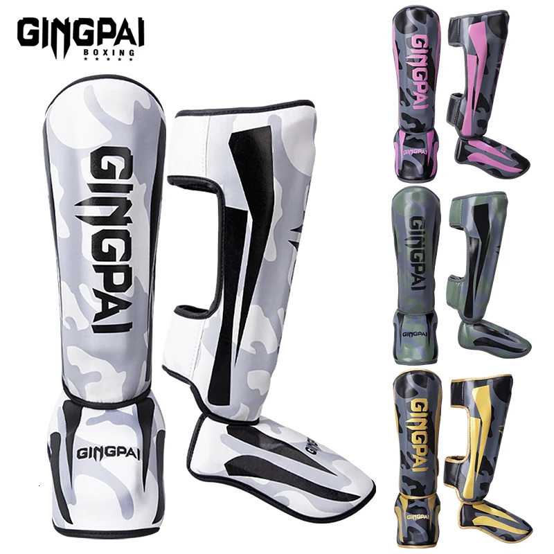 Kids/Youth/Adult MMA Boxing Shin Guards Kickboxing Ankle Support Equipment Karate Protectors Sanda Muay Thai Leggings 241031