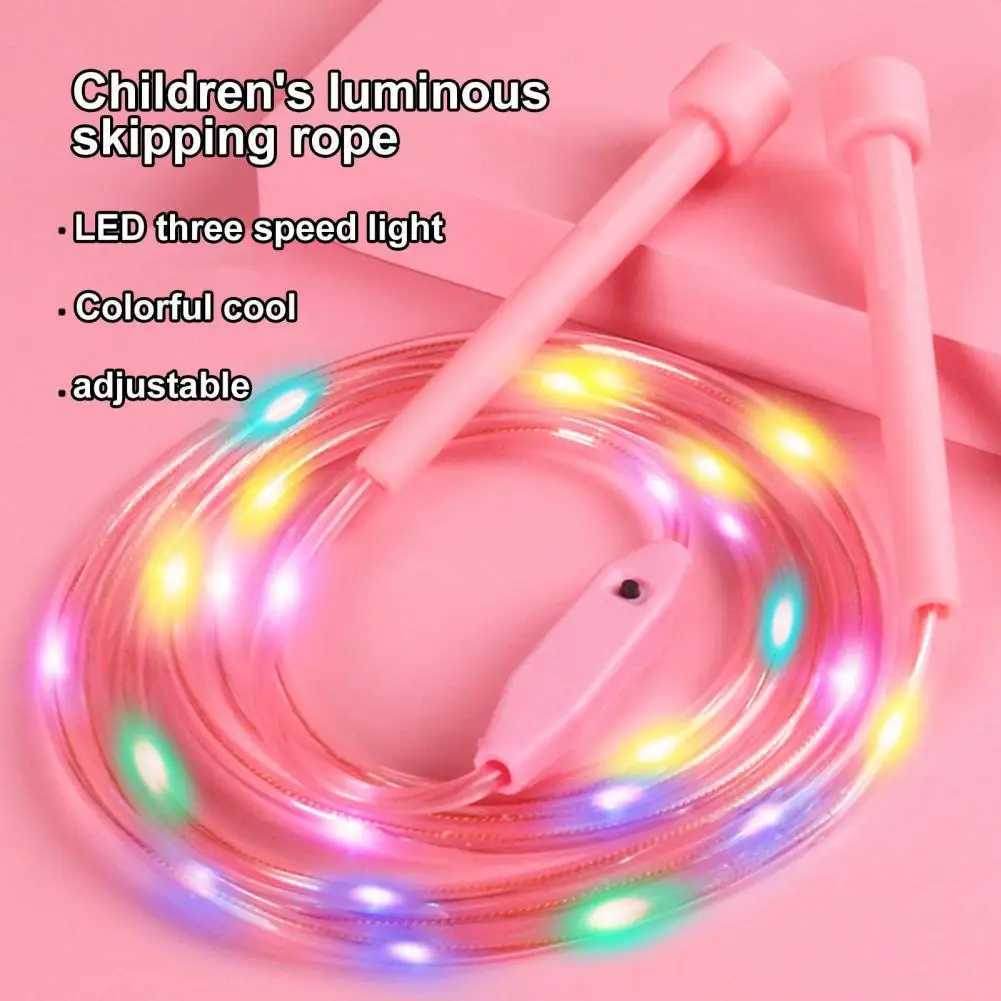Luminous jump rope giant rope battery powered d jump rope childrens colorful light and comfortable grip for home useW241101