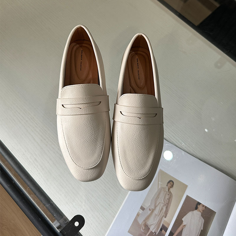 moccasins soft Korean 80187 designer cowhide flat shoes black/white genuine leather espadrilles women casual loafers