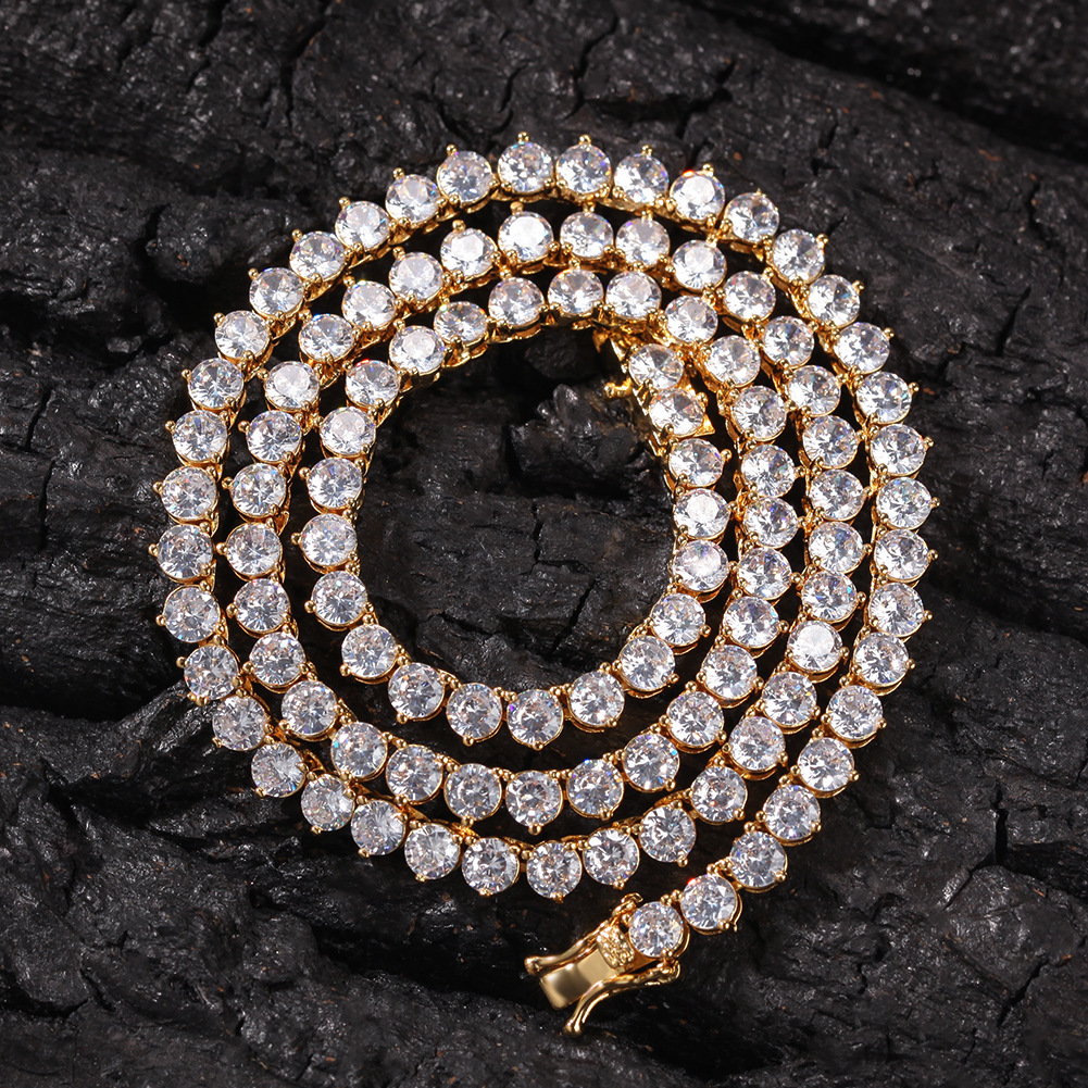 Hip Hop Iced Out Cubic Zirconia Tennis Necklace Ine Quality 18k Gold Bling Diamond Neck Chain For Men And Women Rapper Party Jewelry Accessory Collar 