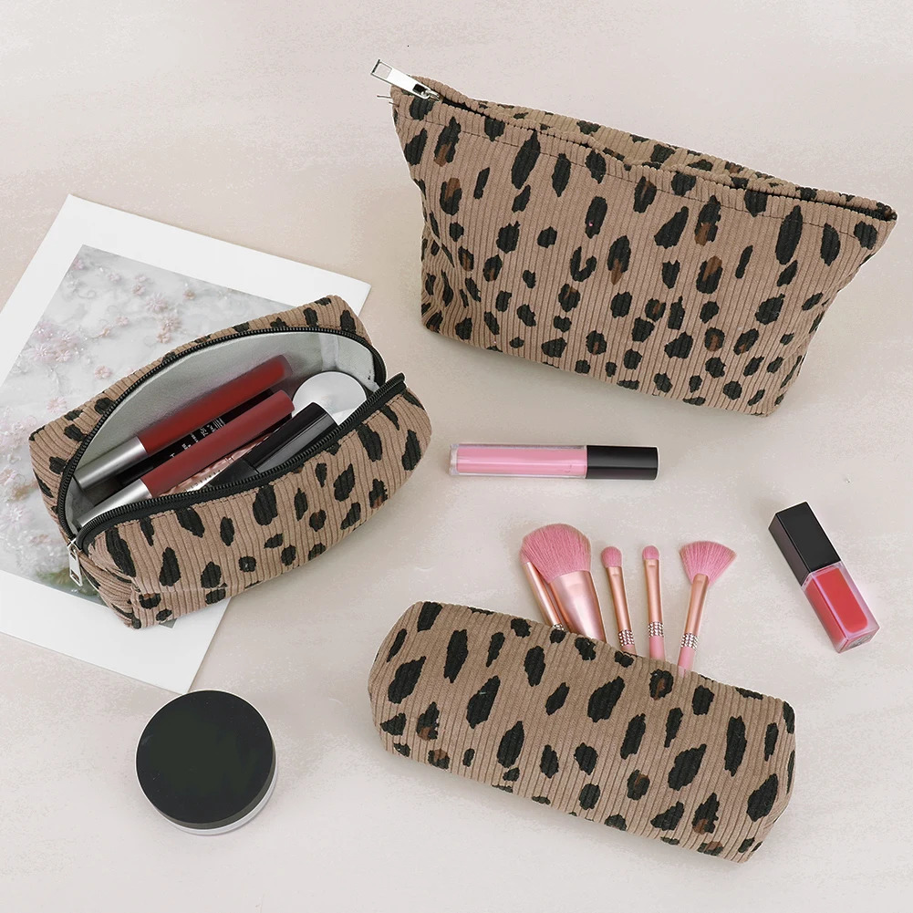 3 womens Corduroy cosmetic bags large capacity travel toilet bags makeup organizer 241031