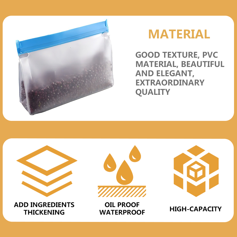 Cross border vertical sealed packaging bag PEVA food storage fresh-keeping bag reusable household thick frozen self sealing bag