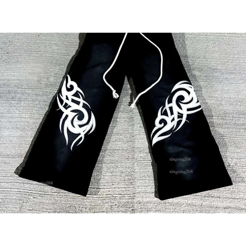 Men's Pants Cargo Men Solid Color Graphic Print Y2k Sweatpants Baggy Wide Leg Straight Casual Trousers Harajuku Hip Hop Streetwear