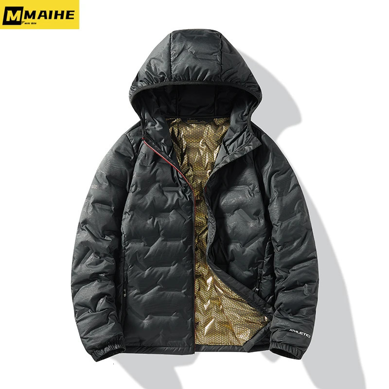 Winter Warm Mens Down Jacket Korean Version Fashionable Windproof Hooded Couple Portable Lightweight Jackets 241024