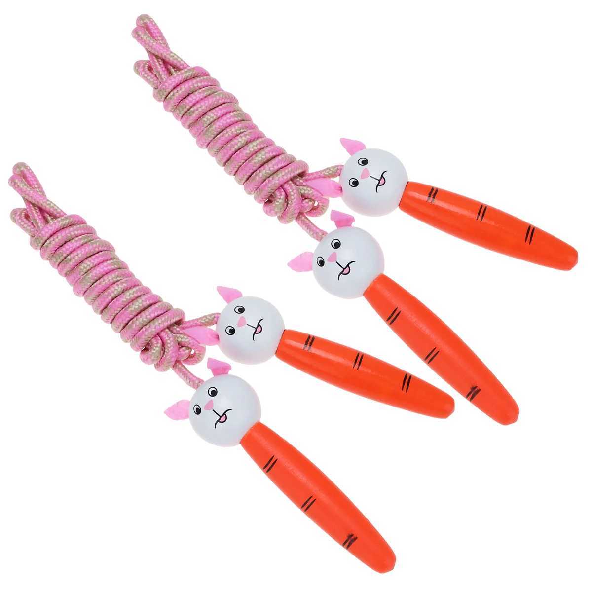 2 cartoon puppies childrens skipping rope fitness bamboo and wood sports ropeW241101