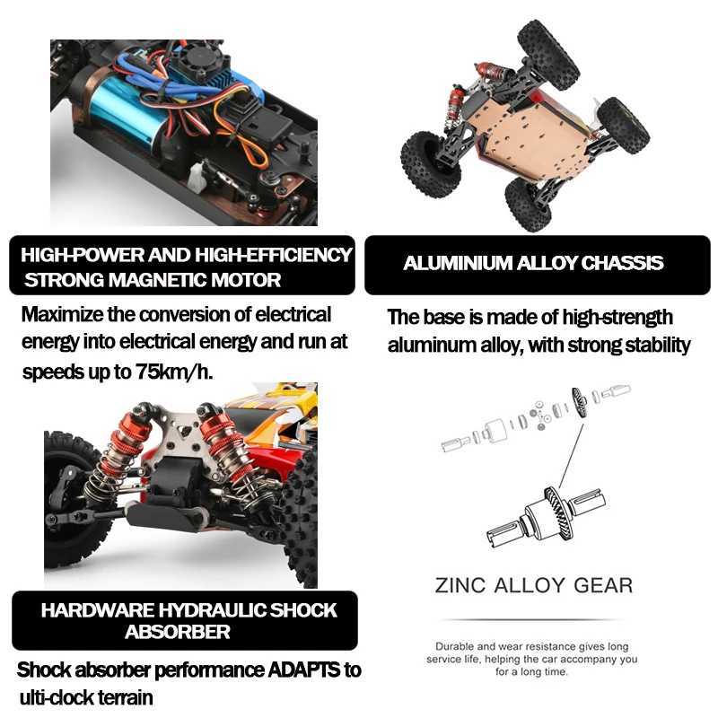 Top WLtoys 144010-V8 2.4G racing RC car 70 km/h brushless motor 4WD high-speed off-road drift RC toy suitable for children and adult gifts X241101