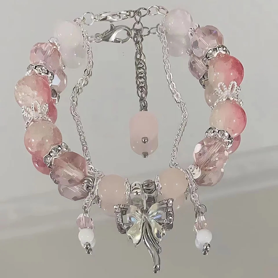 Simple Beads Crystal Bracelet For Women Girls Korean ins Flower Feather Tassel Bracelets Friend Jewelry Gifts 2024 241031