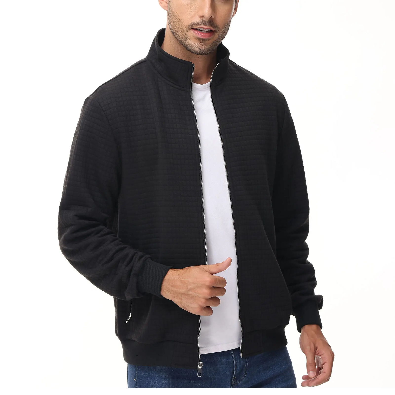 Mens Casual Jacket Coats Zipup Fashion Streetwear Coat Sweatshirt Jackets Standing Collar Clothing 241024