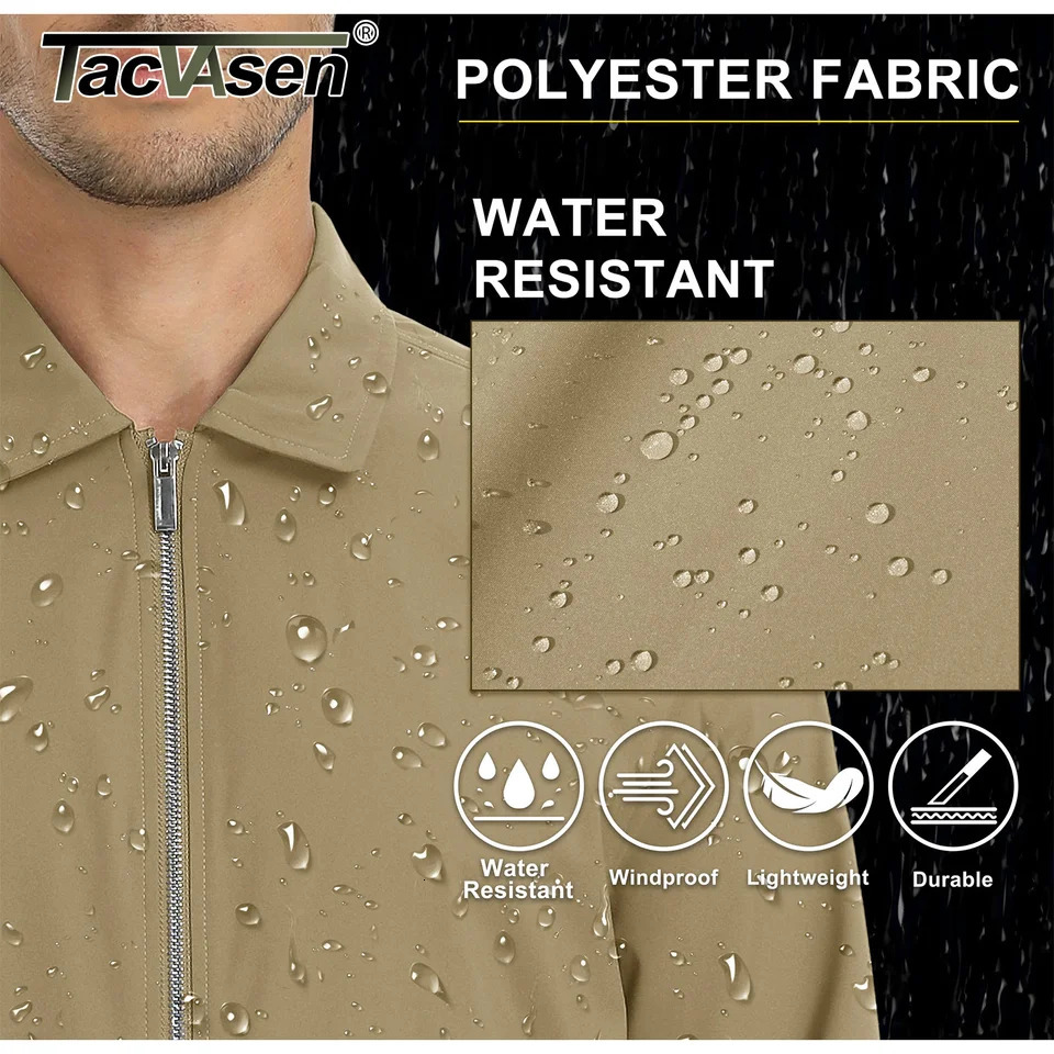 TACVASEN Lightweight WaterResistance Full Zip Jackets Mens Baseball Bomber Workout Fitness Casual Coats Sports Outwear 241024