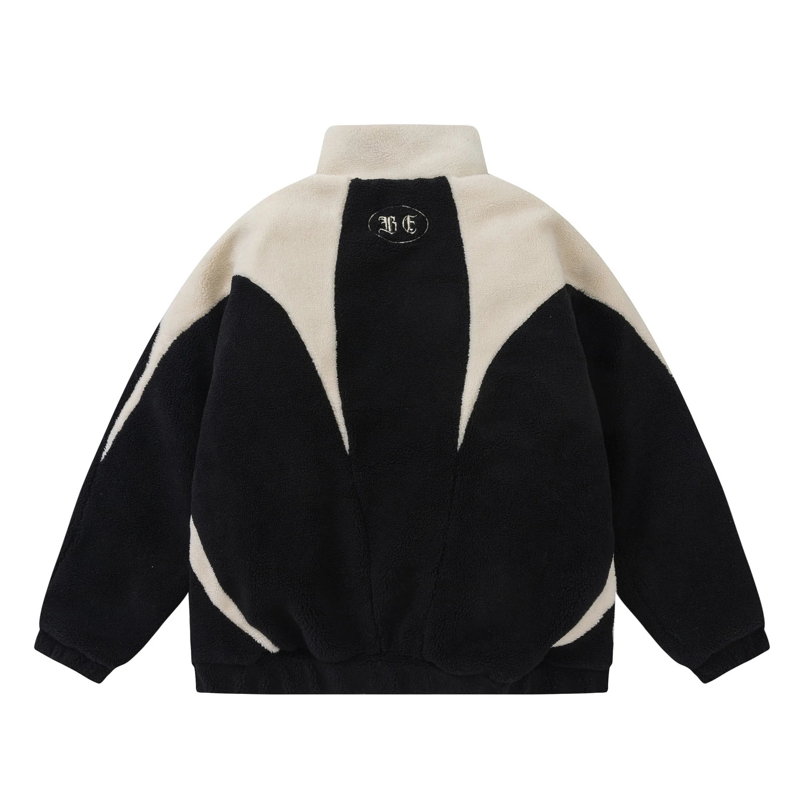 Winter Plush Jacket Parkas Mens Vintage Color Block Fuzzy Fluffy Plush Fleece Lambswool Coats Thicken Warm Padded Jackets 241031