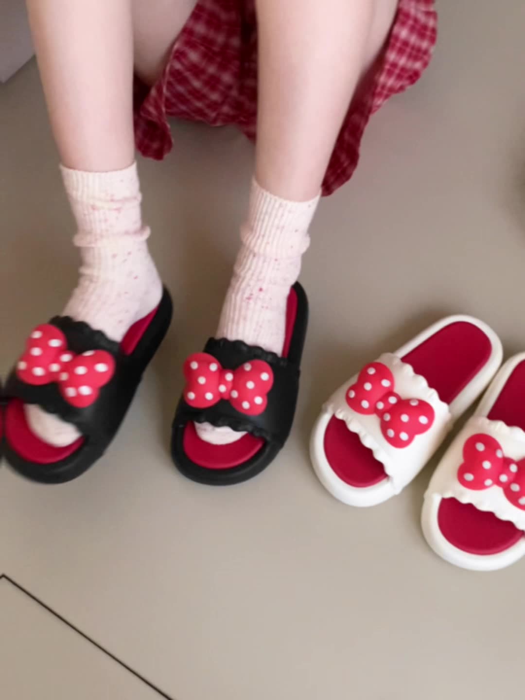 2024 Soft soled home summer slippers Girls heart Polka dot bow with indoor street sandals Girls slippers