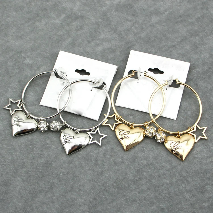 Fashion Gold Silver Crystal Round Pendant Earrings with Love Shining Ball Pendant Large Star Pendant 241031