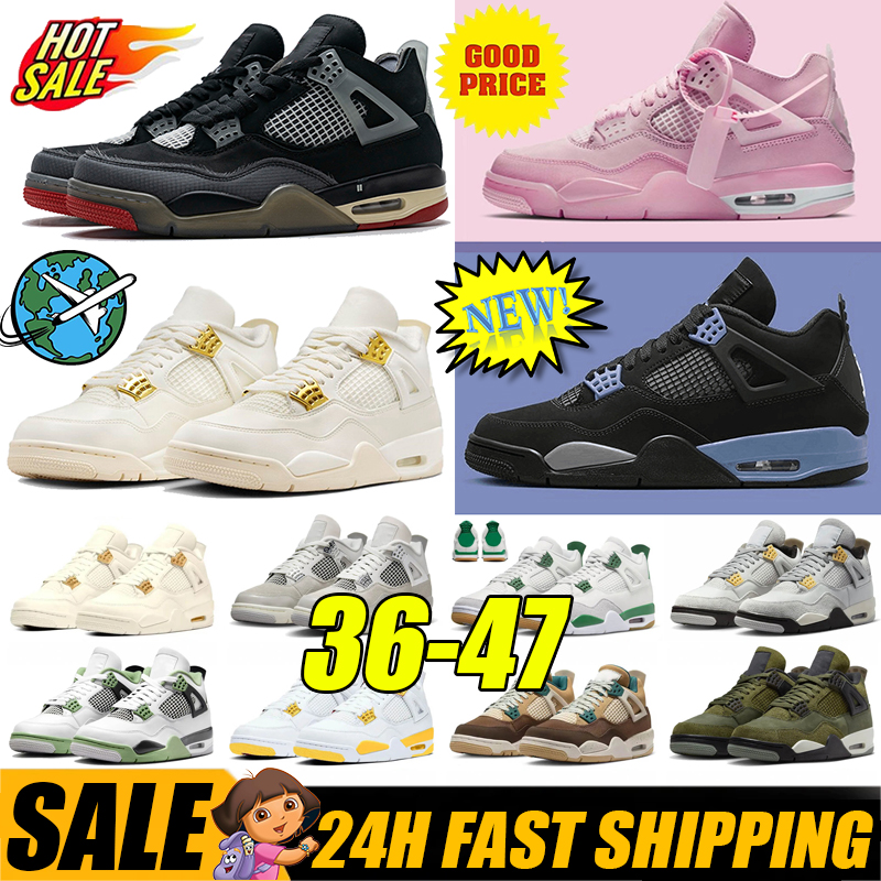 4 4s mens basketball shoes Military Black Cat Sail Yellow Thunder White Fire Red Cool Grey Blue University Pure Money J4 men sports sneakers Mint arctic trainers