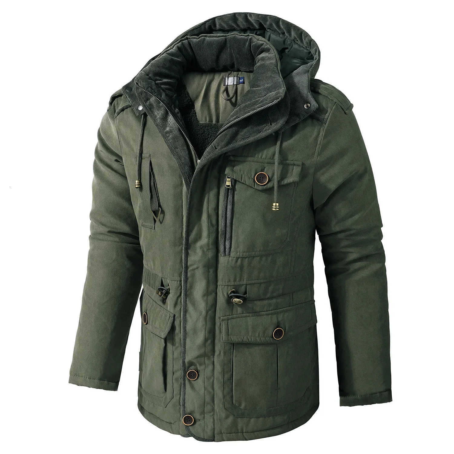 Winter Fleece Parkas Men Warm Windproof Jackets Thick Hooded Parka Coat Mens Fur Linner Outerwear Casual Cotton Padded Jacket 241024