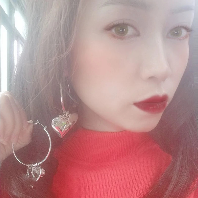 Fashion Gold Silver Crystal Round Pendant Earrings with Love Shining Ball Pendant Large Star Pendant 241031