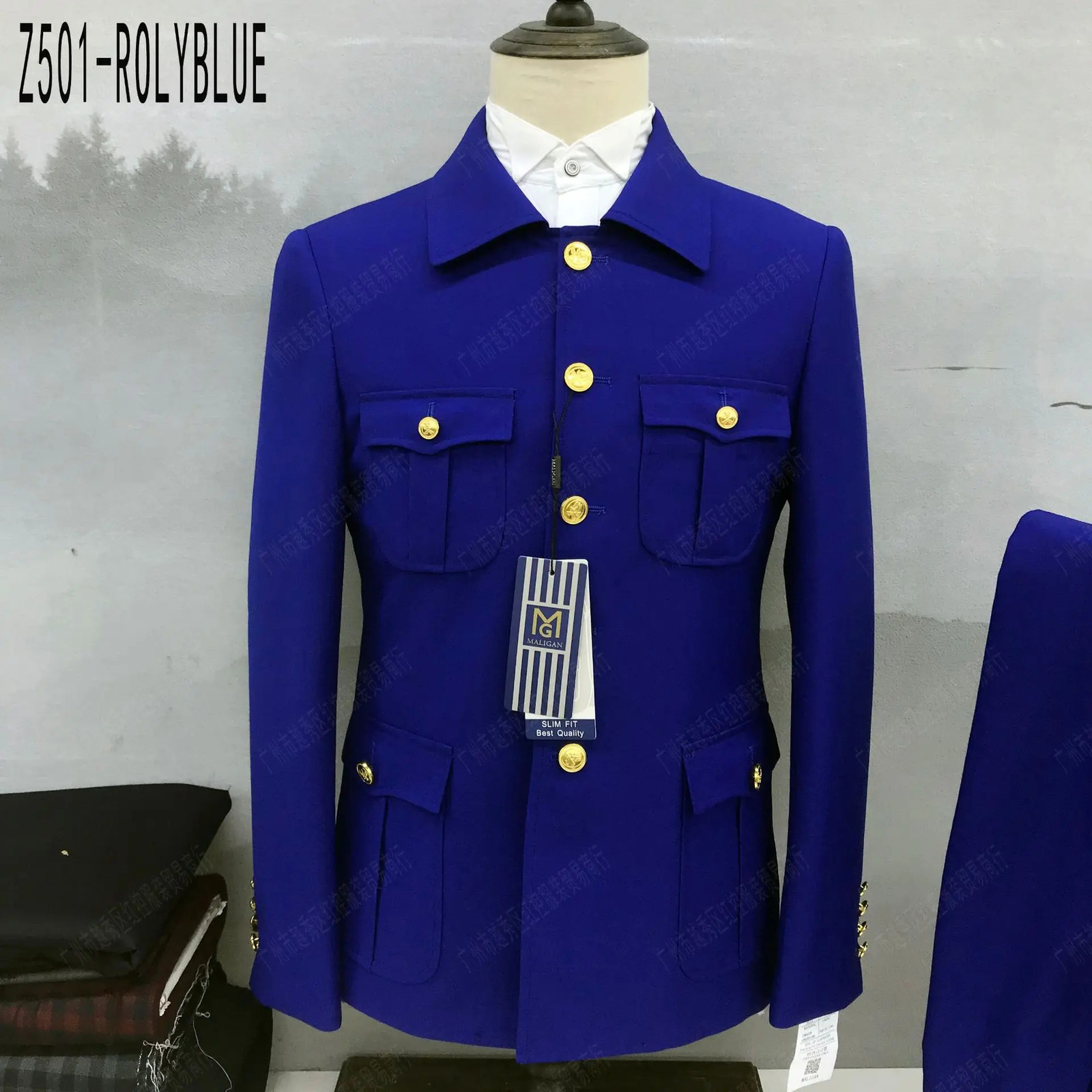 2 Pcs Suit Set Blazers Jacket Pants 2023 Fashion Mens Casual Boutique Single Breasted Stand Collar Tunic Suits Coat Trousers 241024
