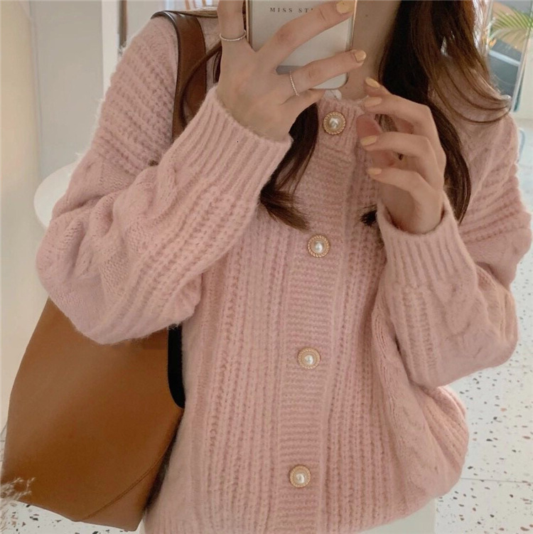 Gentle Style Sweater Jacket For Women Loose Outer Wear Autumn And Winter New Collection Lazy Knit Cardigan Women S Top F1101#42