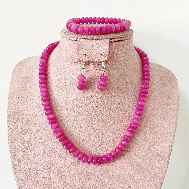 5 * 8MM oval purple red ruby natural stone jewelry set beads necklace earrings bracelet necklace trend simple n 241031