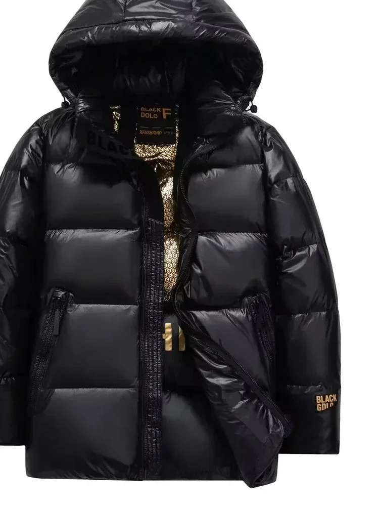 Down jacket mens winter style womens windproof puff jacket unisex thick white duck down Parka couple black gold jacket 241031