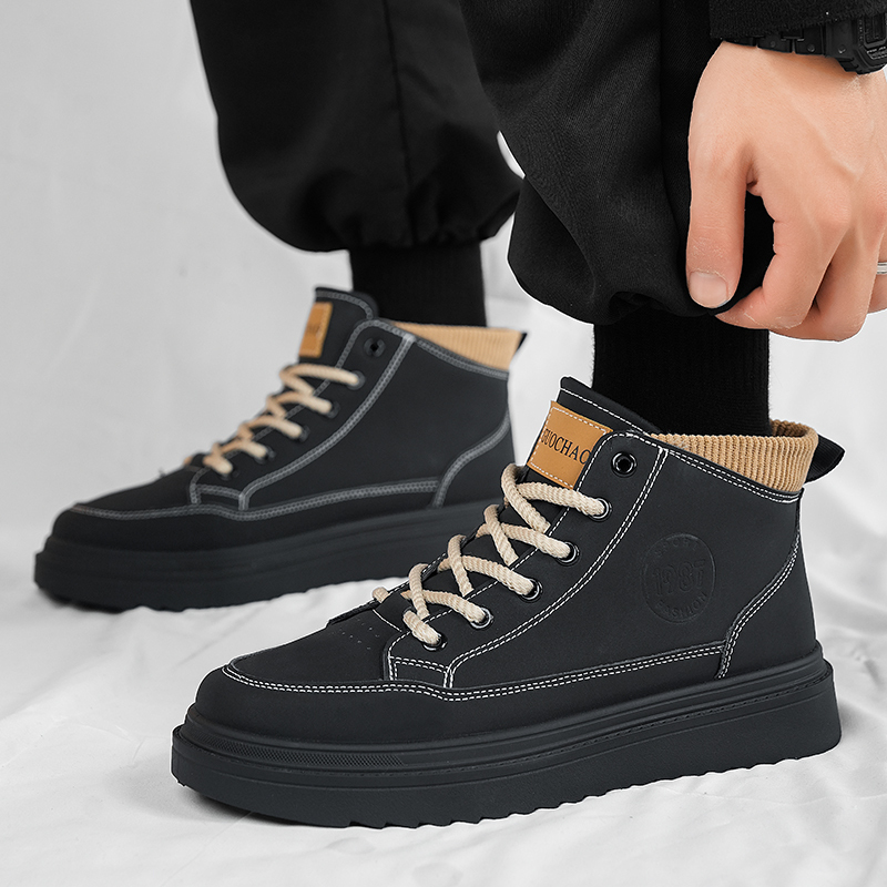 High top winter new designer black work board shoes men's anti slip and wear-resistant Martin boots anti fouling sports casual safety shoes