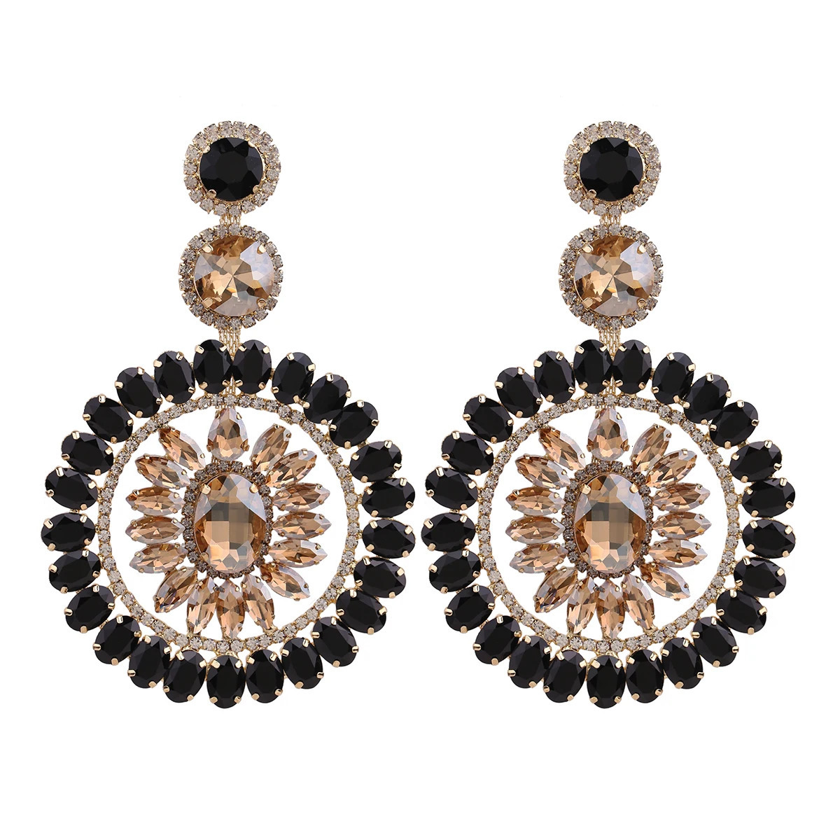 n large pendant earrings for women ious and elegant metal hollow circular crystal pendant jewelry accessories 241031