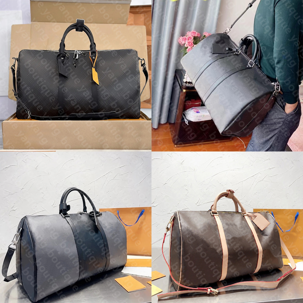 3 size duffle 5 years of usage duffel bag leather luggage bag with lock Travel Essentials Large duffle bag with shoulder strap