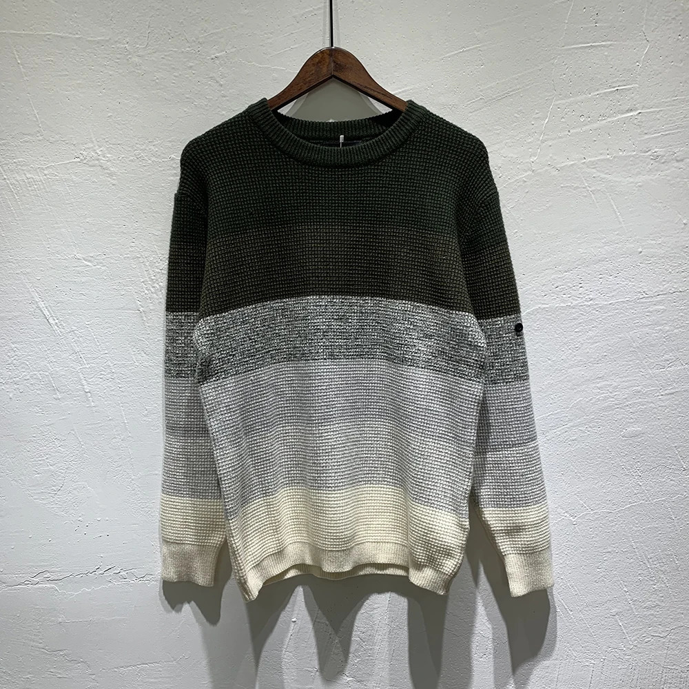 Striped Sweaters Men Women Sleeve SHADOW PROJECT Patch Knitted Pullover Cross Badge Sweater 241029