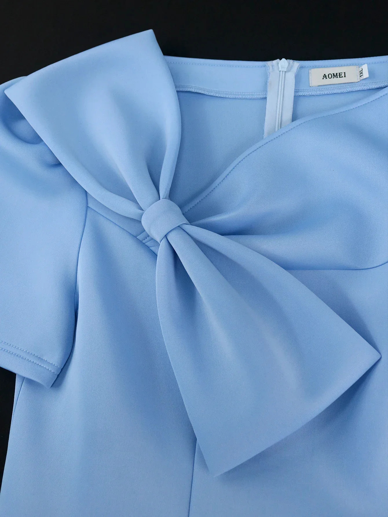 Women Prom Party Dress Bowtie Short Sleeve Pleated Fit and Flare Princess Elegant Formal Birthday Event Gowns Plus Size 240327