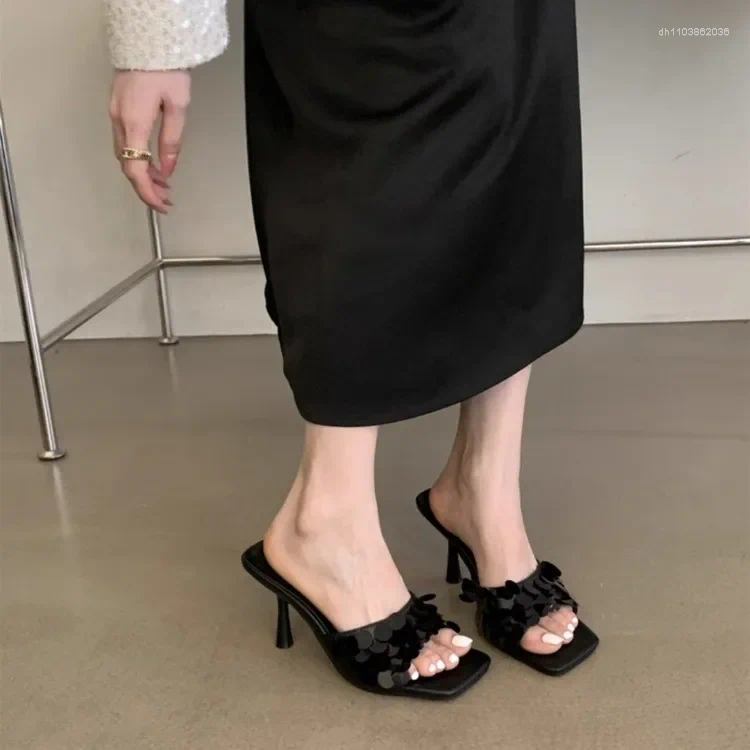Dress Shoes In Ladies Pumps Thin Heels Designer Fashion Shallow Bling Female High Slides Sandals For Women