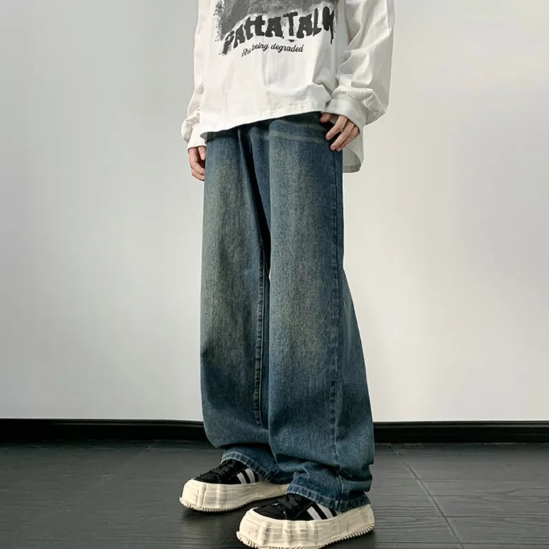 Jeans men Wide Leg Male Loose Straight Denim Pants 2024 Autumn Harajuku Vintage Blue Jean Trouser Streetwear Clothes 241024