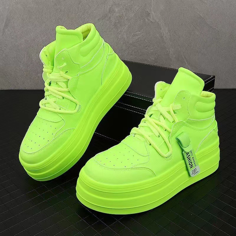 Casual Shoes for Men Breathable White Green Top Low Breathable Trendy Shoes Gym Jogging Platform Sneaker