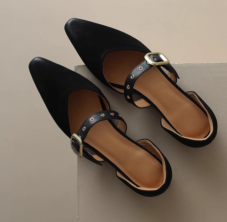 Women's Fashion Shoes:France Gentle Style Pointed Flat Bottom New Trendy Retro Style Versatile,Black/Brown,Free shipping