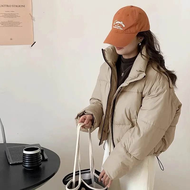 2024 Women Solid Loose Puffer Jacket Winter Korean Chic Oversized ThickenedWarm Parkas Female Coat Lady Padded Ja 241031