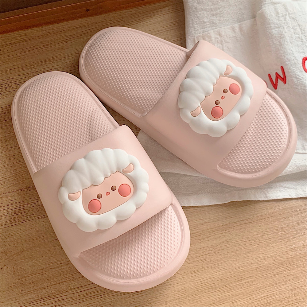 Soft soled home summer slippers Girl girl heart cute little sheep indoor street sandals girl slippers