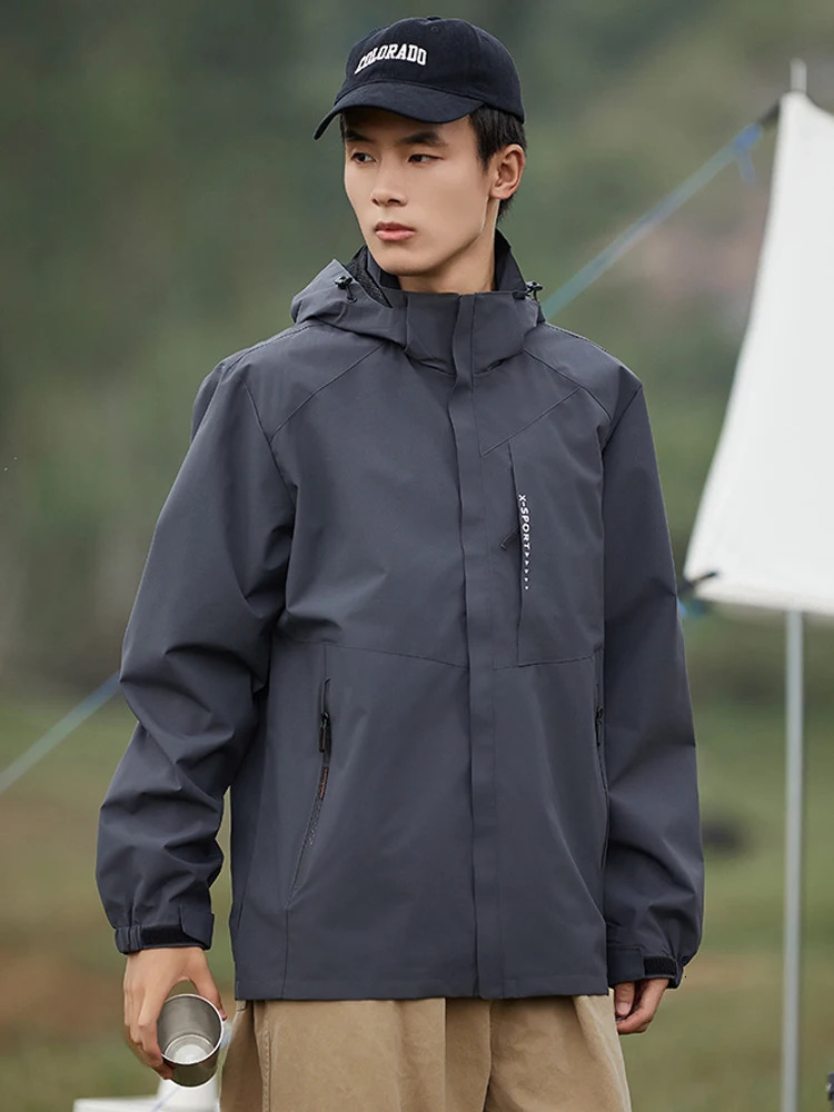 Spring Autumn Casual Jacket MenWomen Outdoor Waterproof and Windproof Hooded Windbreaker Coats 241024