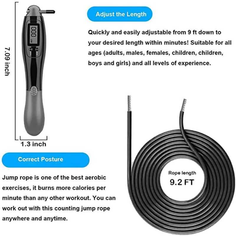 1 steel wire giant rope digital calorie counter sports and fitness rope body building cross fitness rope skiing ropeW241101
