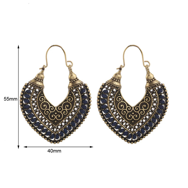 Vintage Statement Ethnic Boho Earrings For Women Heart Shape Bohemian Earings Jewelry Rope Wrap Handmade Drop Gift 241031