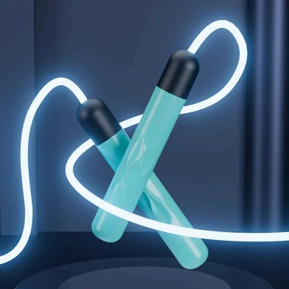 Adjustable anti slip manual battery powered luminous skipping rope TPU D skipping rope with light luminous skipping ropeW241101